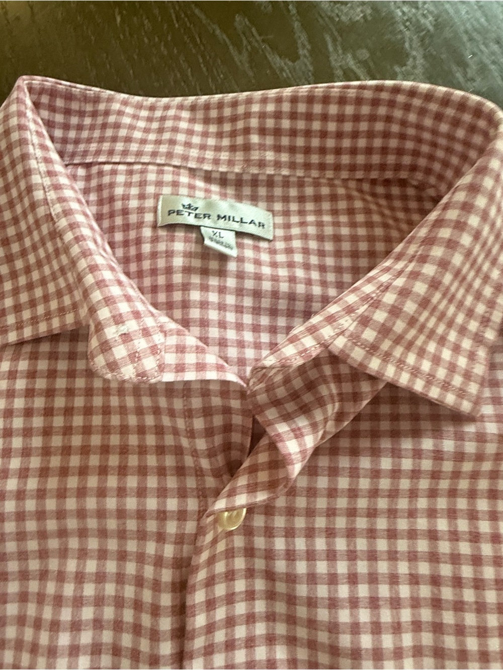 Peter Millar Pink and White Gingham Dress Shirt